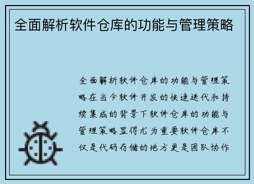 全面解析软件仓库的功能与管理策略